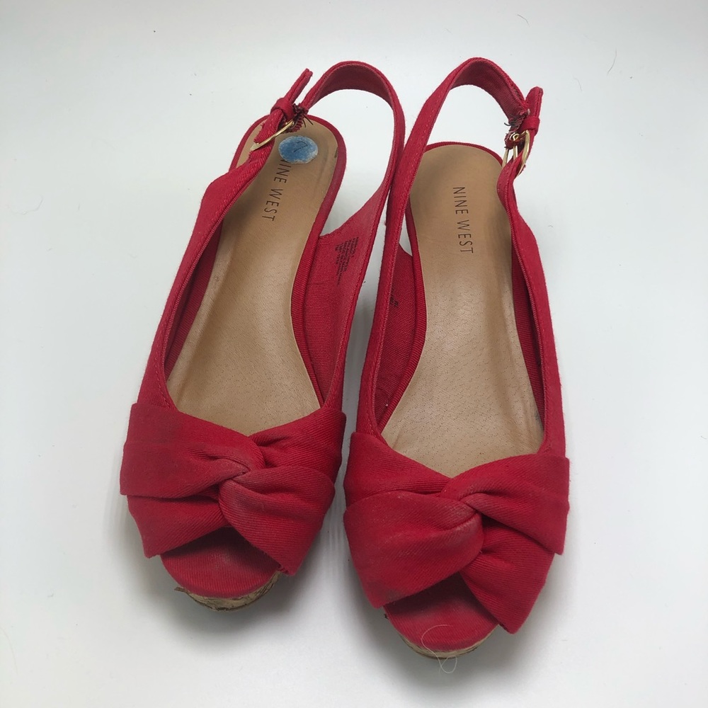 Nine West Red canvas wedges